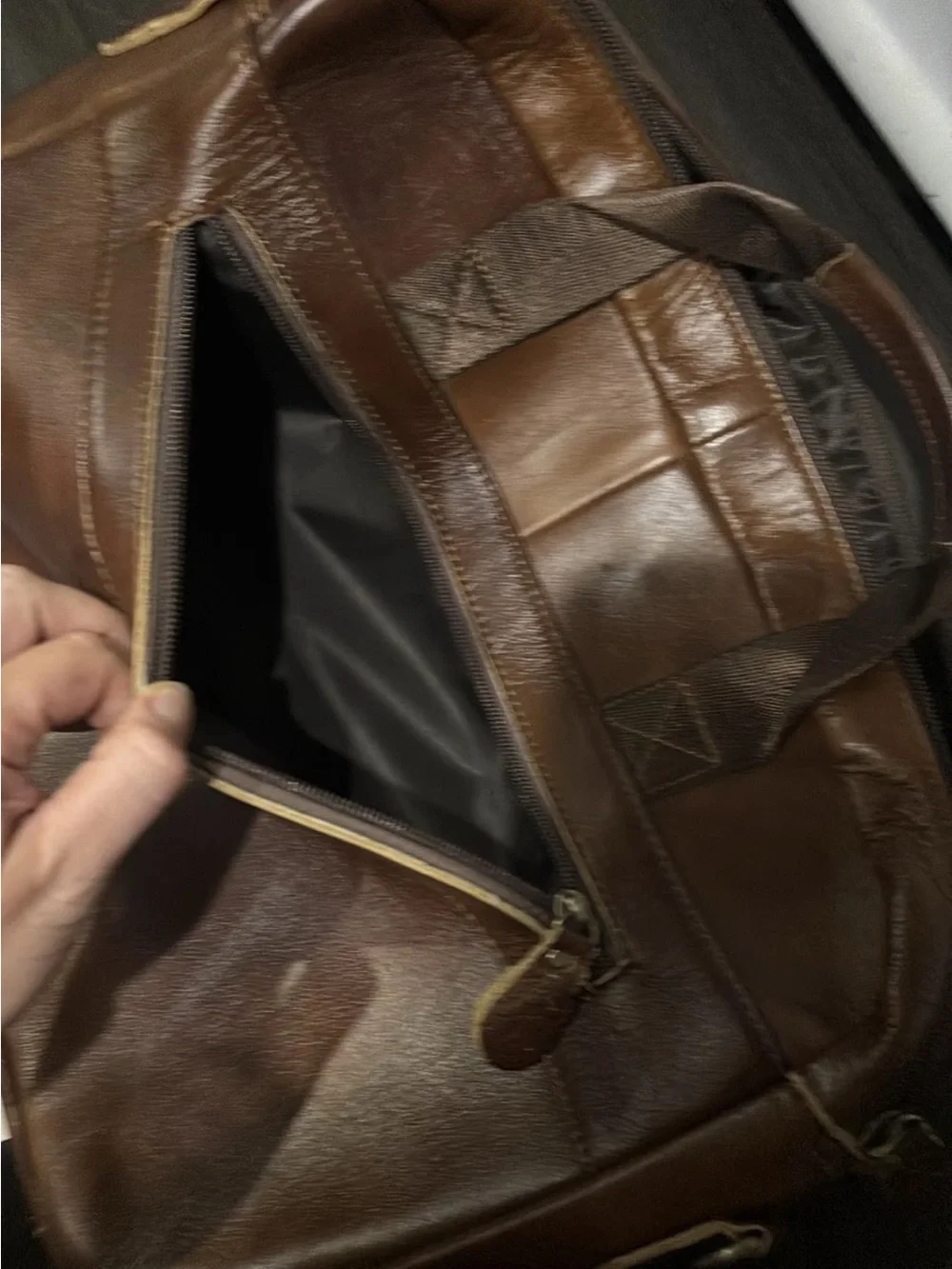 Polo Men's Brown Leather Briefcase with Top Handle - Professional Work Bag